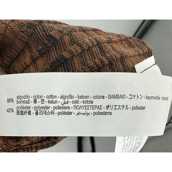 ZARA Brown Knit Cold Shoulder Long Sleeve Midi Dress Size S New NWT Ribbed - Picture 14 of 14